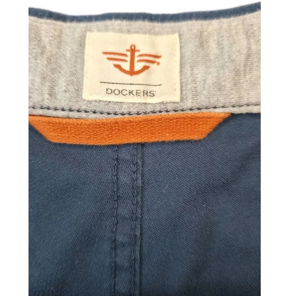 Dockers Mens Flat Front Chino Pants 36x30 Blue Steel Stretch Cotton Straight